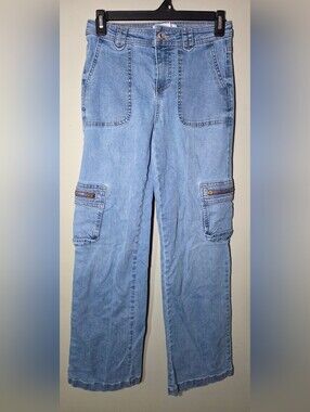 RE Generation by Celebrity Pink Cargo Jeans Size 1/25 Light Wash Wide Leg